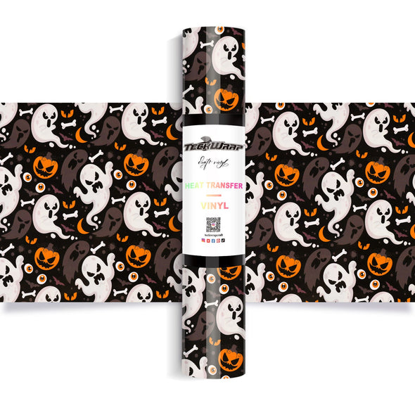 Halloween Pattern Heat Transfer Vinyl - Worldwide / Gray - TeckwrapCraft