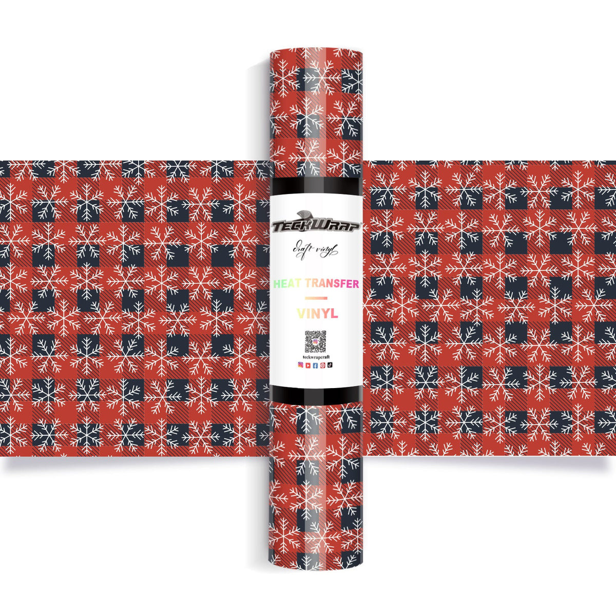 Christmas Pattern Heat Transfer Vinyl - Worldwide / Plaid Snowflakes - TeckwrapCraft