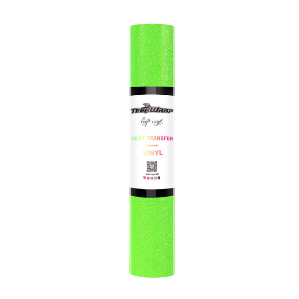 Glitter Heat Transfer Vinyl 5ft roll - US to US / Neon Green - TeckwrapCraft