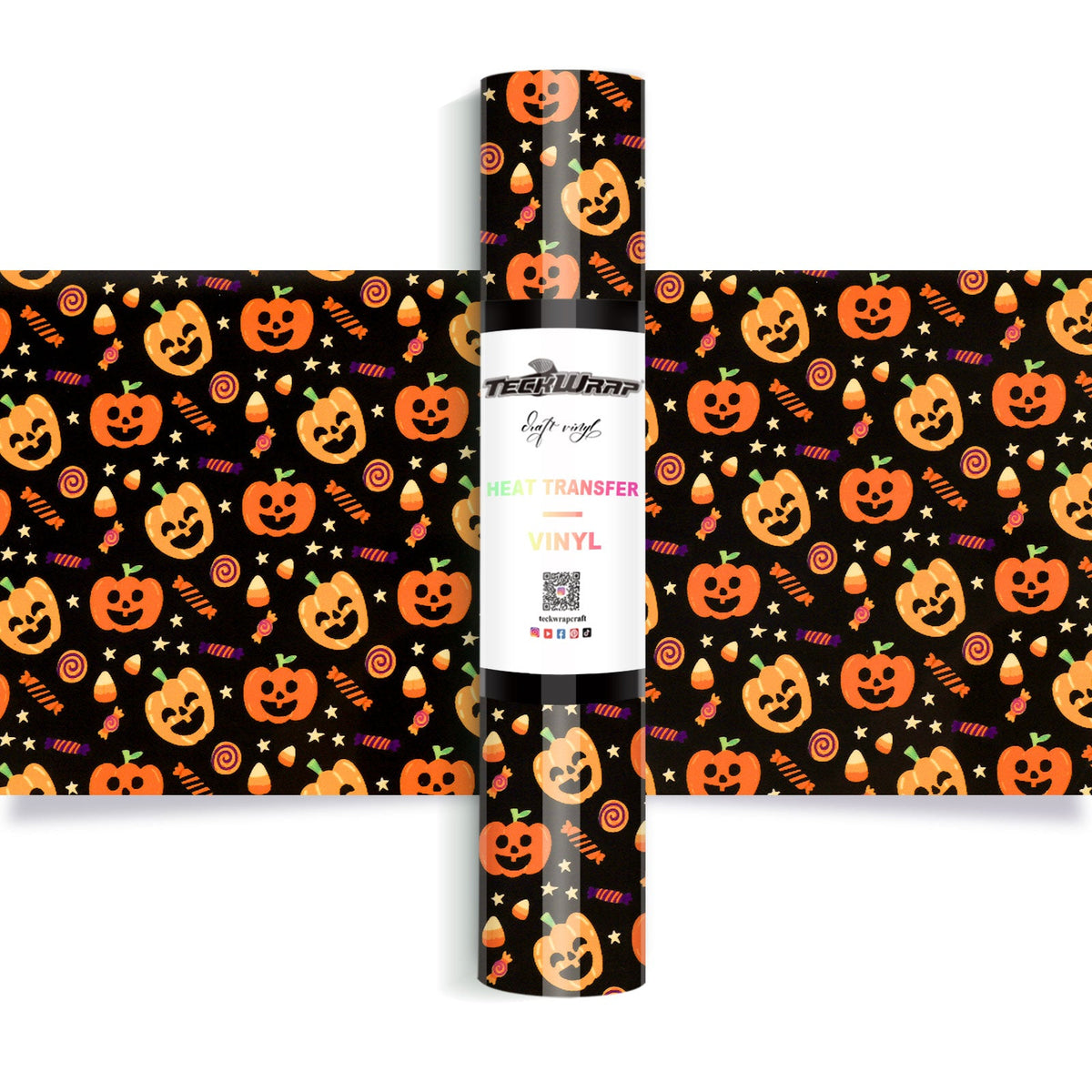 Halloween Pattern Heat Transfer Vinyl - Worldwide / Black - TeckwrapCraft