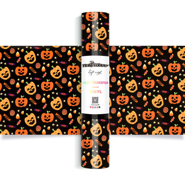 Halloween Pattern Heat Transfer Vinyl - Worldwide / Black - TeckwrapCraft
