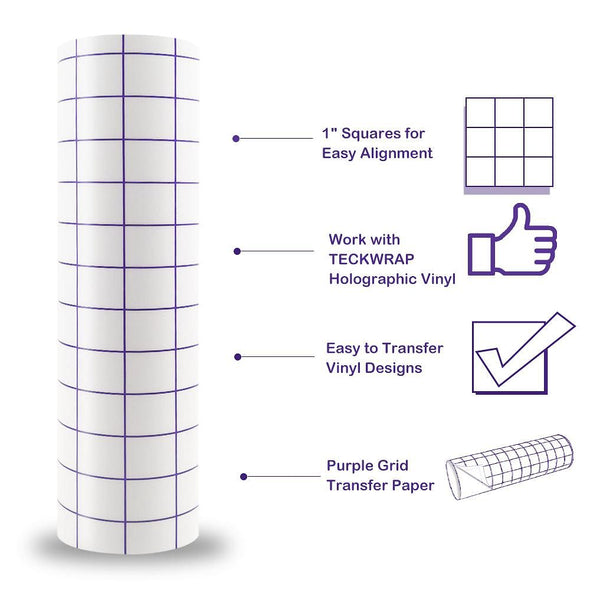 TECKWRAP Purple Grid Medium Tack Transfer Tape - TeckWrap Craft Europe