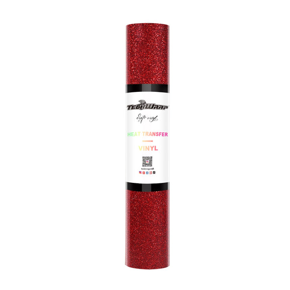 Glitter Heat Transfer Vinyl 5ft roll - US to US / Red - TeckwrapCraft