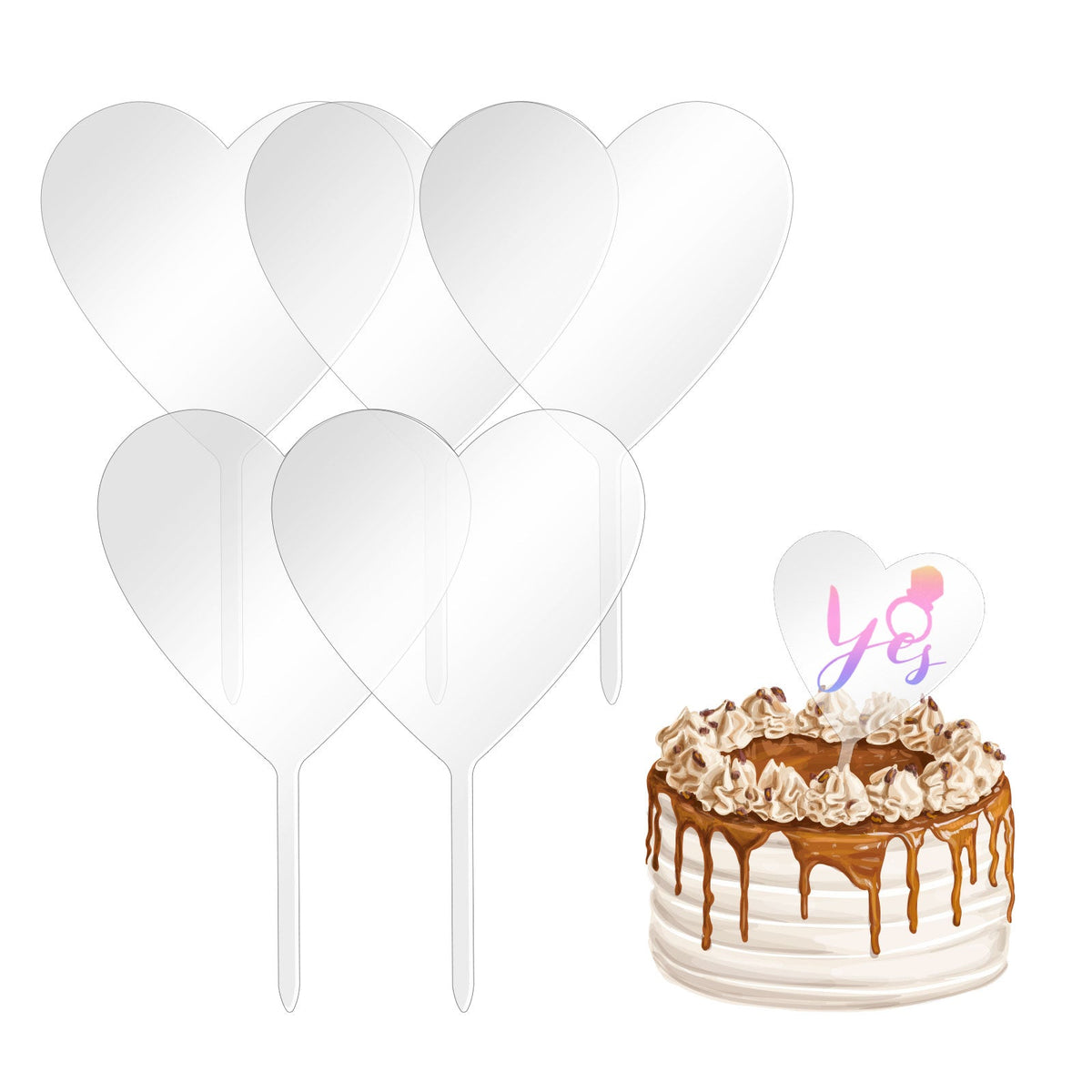 Cake Topper Blanks Set - US to US / Clear Heart - TeckwrapCraft