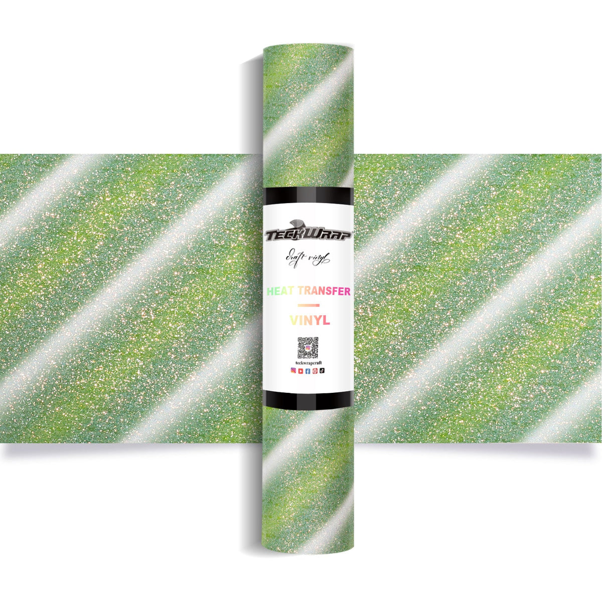 Ombré Glitter Heat Transfer Vinyl 5ft Roll - US to US / Diagonal Matcha - TeckwrapCraft