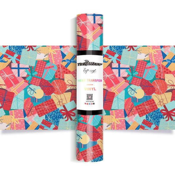Christmas Pattern Heat Transfer Vinyl - Worldwide / Santa Gifts - TeckwrapCraft