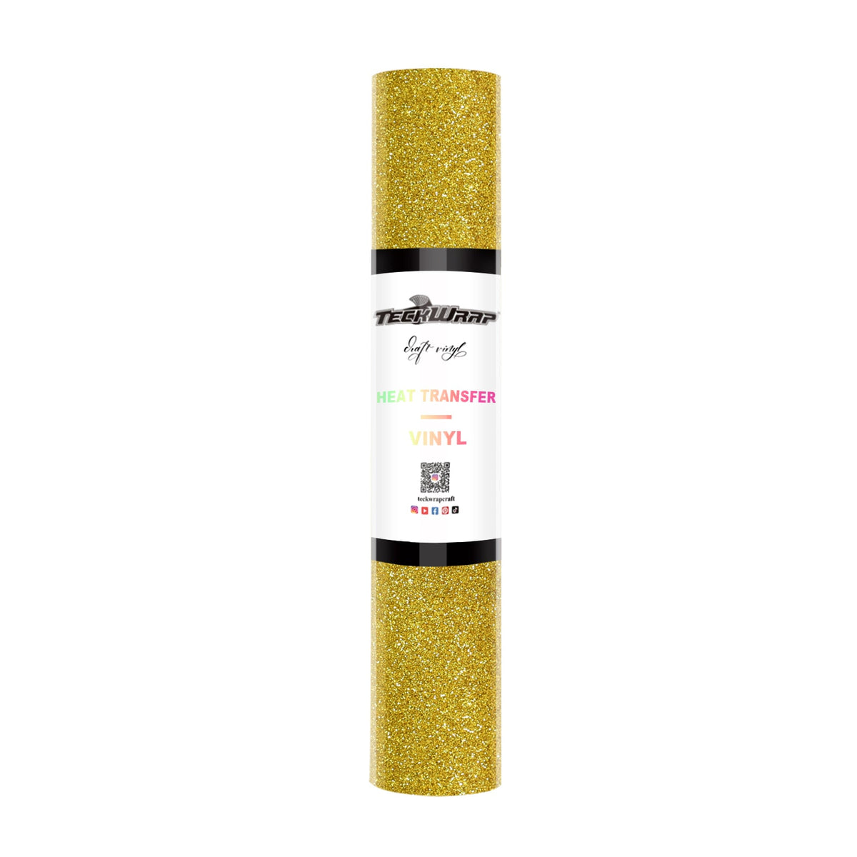 Glitter Heat Transfer Vinyl 5ft roll - US to US / Gold - TeckwrapCraft