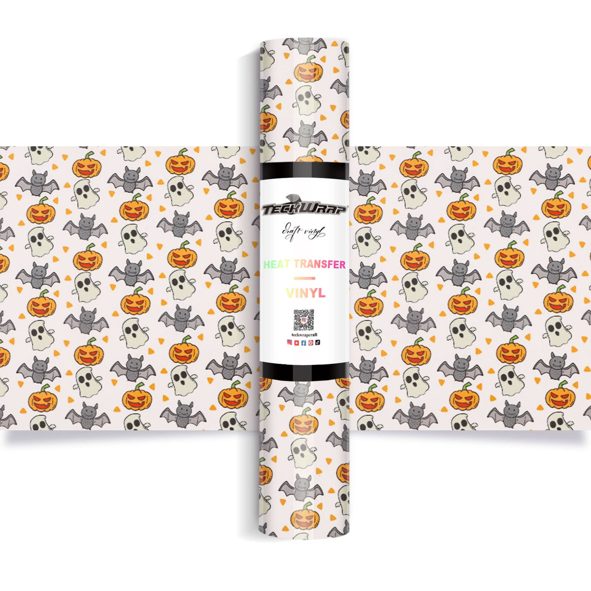 Halloween Pattern Heat Transfer Vinyl - Worldwide / White - TeckwrapCraft