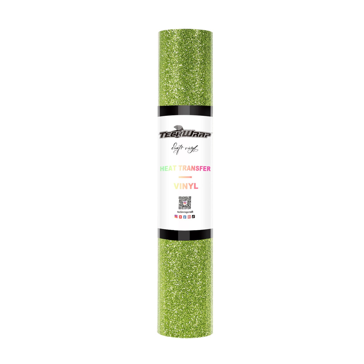 Glitter Heat Transfer Vinyl 5ft roll - US to US / Lime Green - TeckwrapCraft