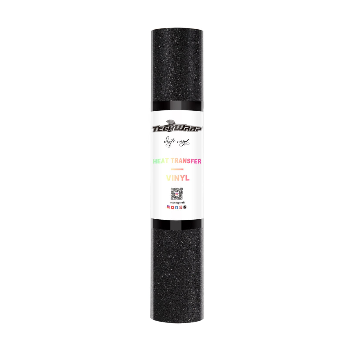 Glitter Heat Transfer Vinyl 5ft roll - US to US / Black - TeckwrapCraft