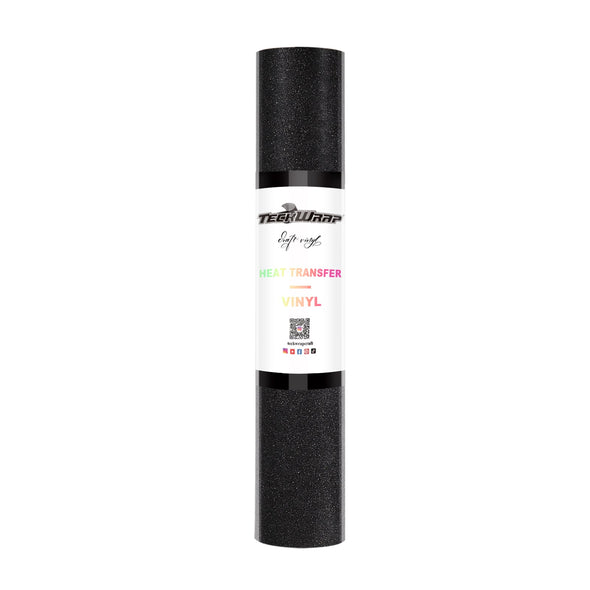 Glitter Heat Transfer Vinyl 5ft roll - US to US / Black - TeckwrapCraft