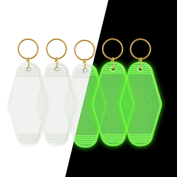 Motel Keychains Blanks - US to US / Clear Glow in the dark Green - TeckwrapCraft