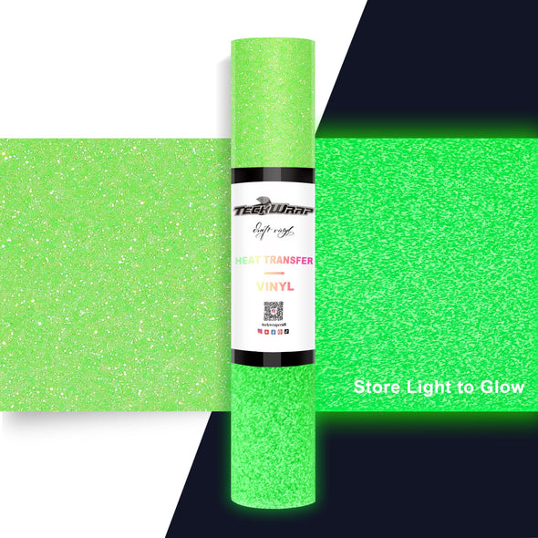 Glitter Glow in the Dark Heat Transfer Vinyl - TeckWrap Craft Europe