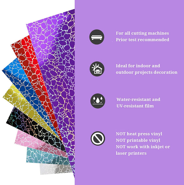 HOLOGRAPHIC ADHESIVE VINYL COBBLESTONE PATTERN SHEETS PACK - TeckWrap Craft Europe