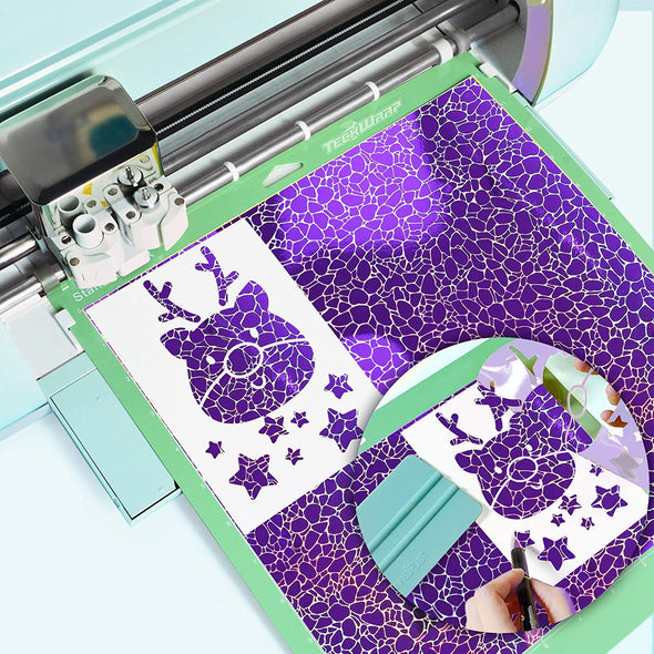 HOLOGRAPHIC ADHESIVE VINYL COBBLESTONE PATTERN SHEETS PACK - TeckWrap Craft Europe