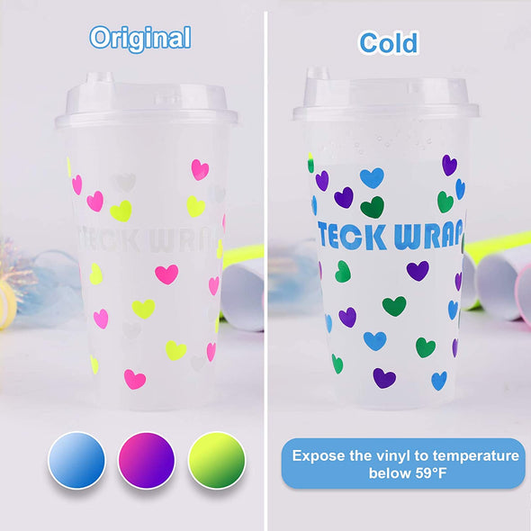 Neon Cold Color Changing Adhesive Vinyl Sheets Pack - TeckWrap Craft Europe