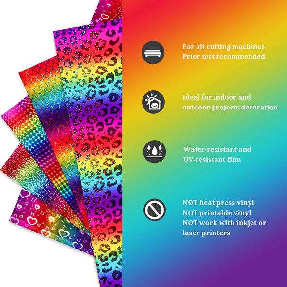 Holographic Permanent Vinyl Sheets  in Rainbow Colors - TeckWrap Craft Europe