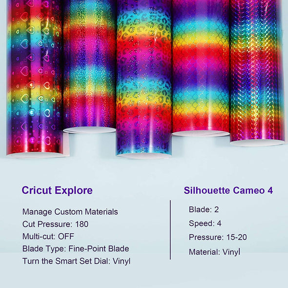 Holographic Permanent Vinyl Sheets  in Rainbow Colors - TeckWrap Craft Europe
