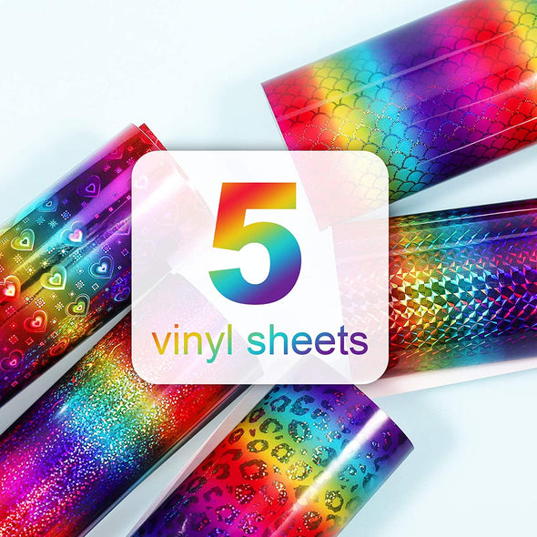 Holographic Permanent Vinyl Sheets  in Rainbow Colors - TeckWrap Craft Europe