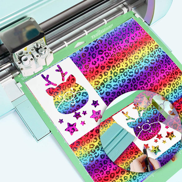 Holographic Permanent Vinyl Sheets  in Rainbow Colors - TeckWrap Craft Europe