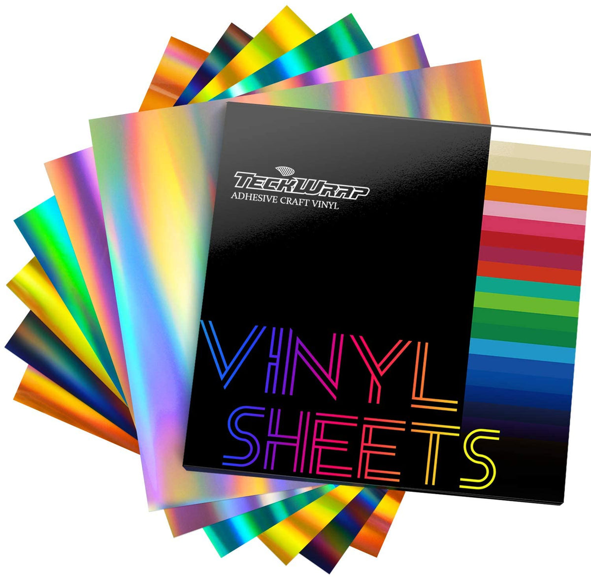 Holographic Glossy Rainbow Adhesive Vinyl Sheets Pack - TeckWrap Craft Europe