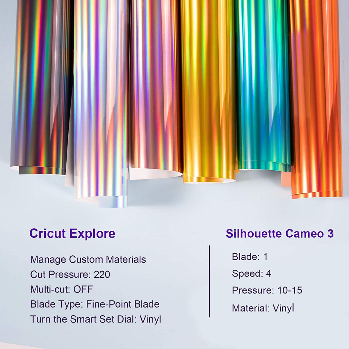 Holographic Glossy Rainbow Adhesive Vinyl Sheets Pack - TeckWrap Craft Europe