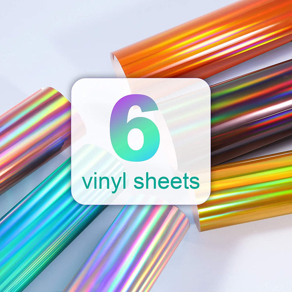 Holographic Glossy Rainbow Adhesive Vinyl Sheets Pack - TeckWrap Craft Europe
