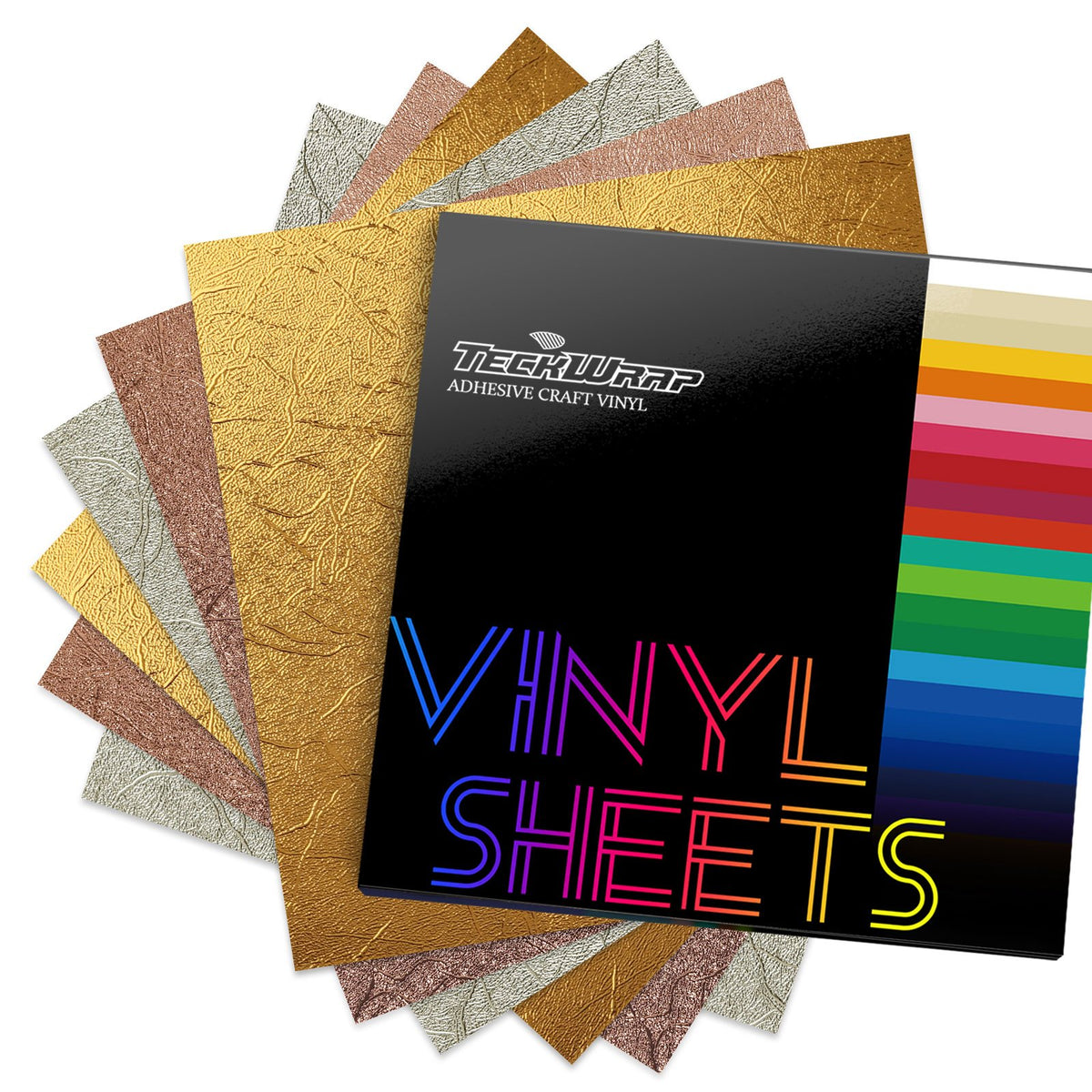 Textured Metallic Adhesive Vinyl Sheets Pack - TeckWrap Craft Europe