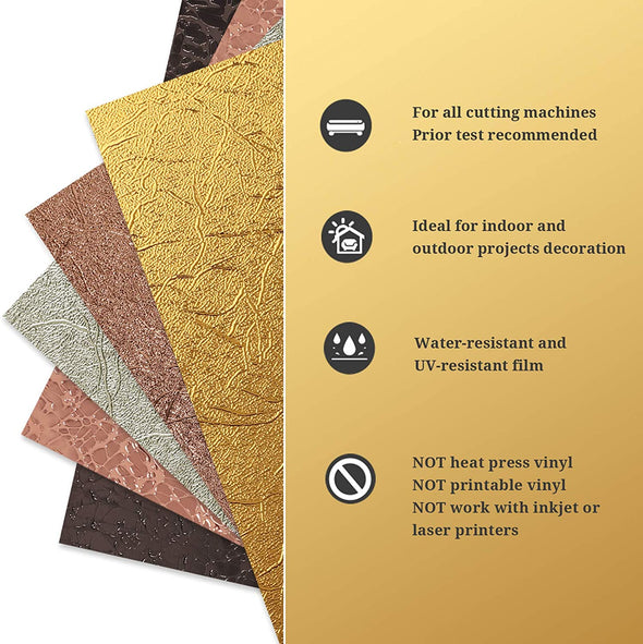 Textured Metallic Adhesive Vinyl Sheets Pack - TeckWrap Craft Europe
