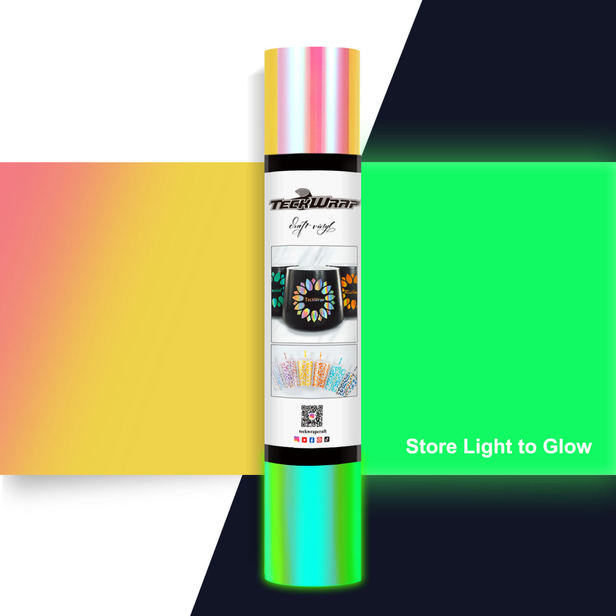 Permanent Opal Glow in the Dark Adhesive Vinyl Craft Foil - TeckWrap Craft Europe