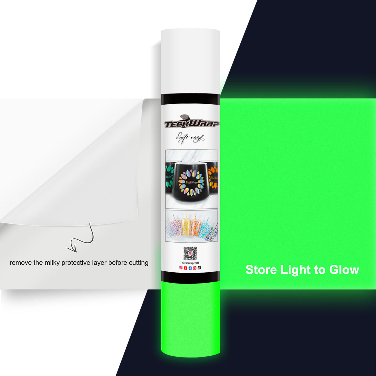 Glow In the Dark Adhesive Vinyl Folie - TeckWrap Craft Europe
