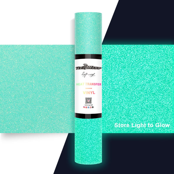 Glitter Glow in the Dark Heat Transfer Vinyl - TeckWrap Craft Europe